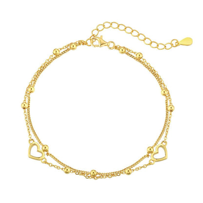 [Vivid Aurora]Dainty Double Layer Love Heart Bracelet