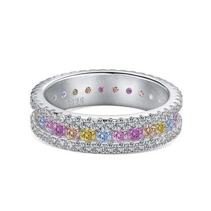 [Vivid Aurora]Delicate Colorful Round Cut Daily Ring