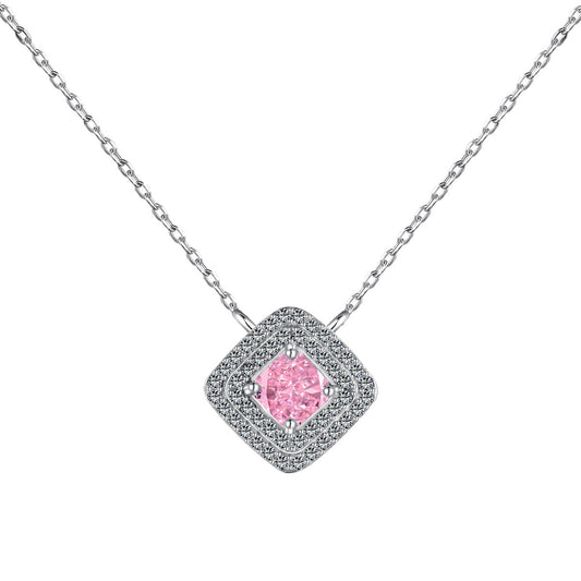 [Vivid Aurora]Sparkling Asscher Cut Necklace