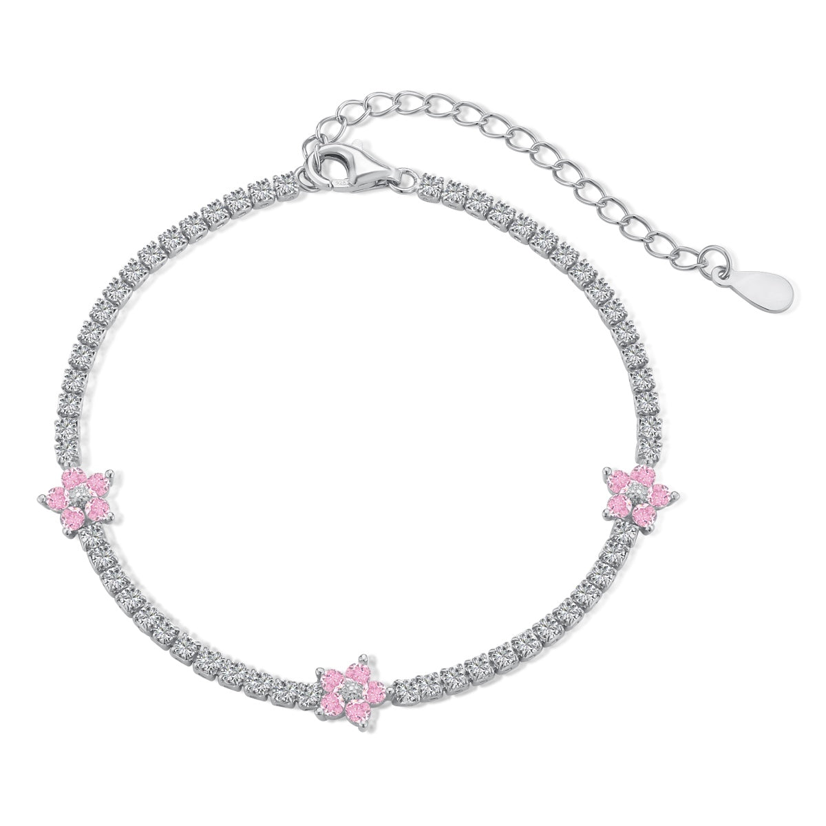 [Vivid Aurora]Sparkling Flower Shape Tennis Bracelet