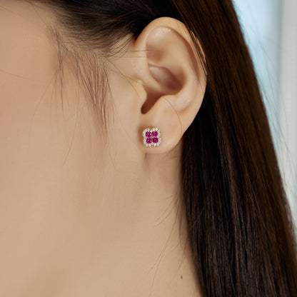 [Vivid Aurora]Four-Leaf Clover Flower Shaped Earrings