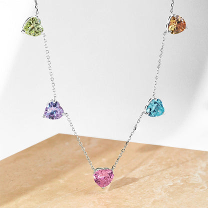 [Vivid Aurora]Sparkling Colorful Heart Cut Necklace