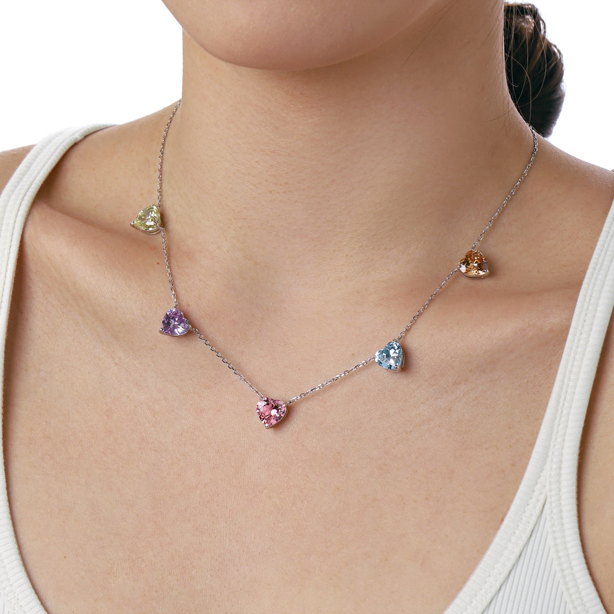 [Vivid Aurora]Sparkling Colorful Heart Cut Necklace