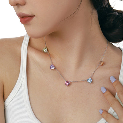 [Vivid Aurora]Sparkling Colorful Heart Cut Necklace