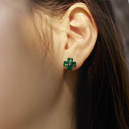 [Vivid Aurora]Four-Leaf Clover Ball Earrings