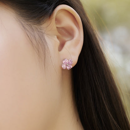 [Vivid Aurora]Four-Leaf Clover Ball Earrings