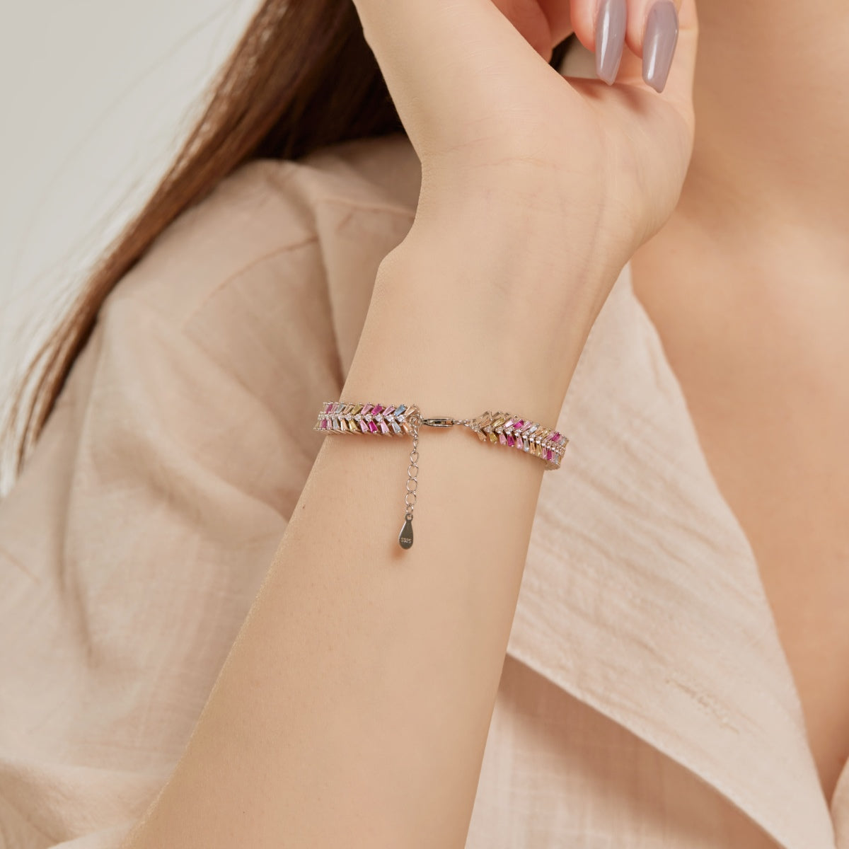 [Vivid Aurora]Dainty Radiant Emerald Cut Daily Bracelet